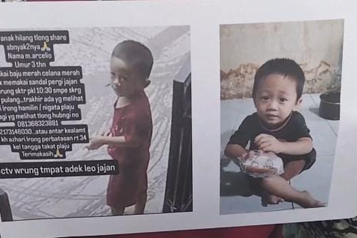 Bocah Hilang di Palembang bernama Muhammad Arcelio